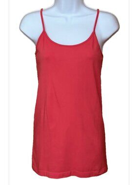 Women's sm/med Coral Stretch Tank Top Long Beachy Sunset Summer Tropical Resort